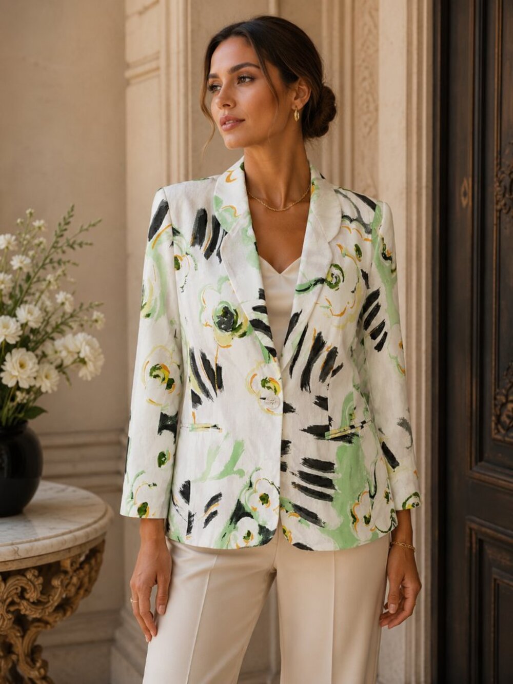 Louis Feraud Floral Blazer Old Money Gallery Chic Structured Size 10
